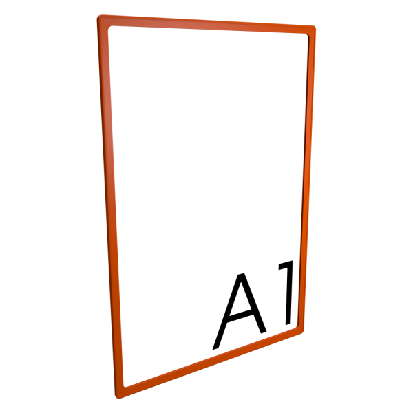 sk_Пластиковая рамка с закругленными углами формата А1 (594х841мм), PF-А1, Оранжевый 