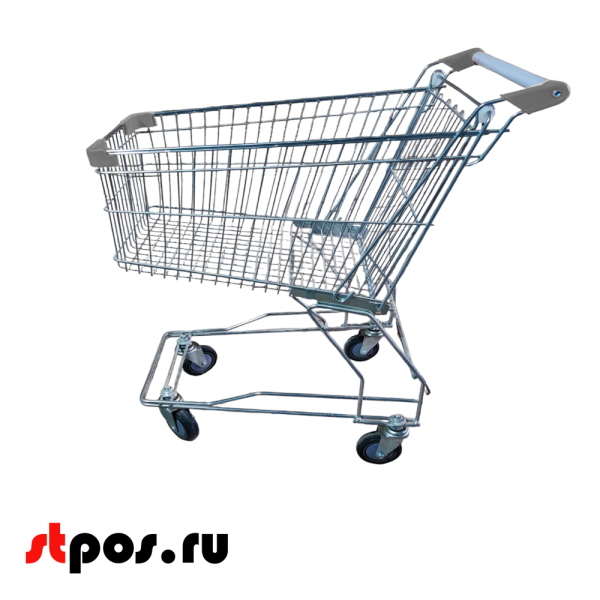 00_Тележка покупательская 100 литров, цинк+лак, без д/с, без поддона (азиатский тип), Серый
