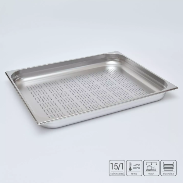 01_Гастроёмкость перфорированная из нержавеющей стали 530х650х65 мм (GN2_1 h65), 17 л