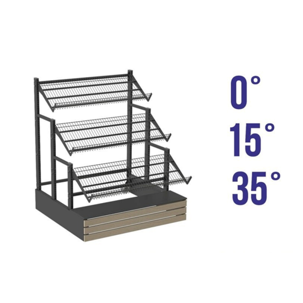sk_НАБОР Стеллаж для фруктов и овощей 1250х1200 мм, h1450 мм с полкам (0-15-35), Глянец, RAL9016 Белый