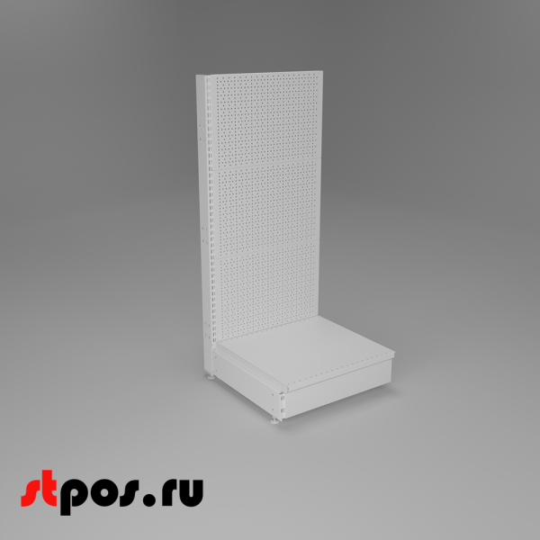 00_НАБОР Стеллаж 25 70 ПЕРФОРИРОВАННЫЙ пристенный1200х500хо500, 1 полка + плинтус, RAL9016, Белый