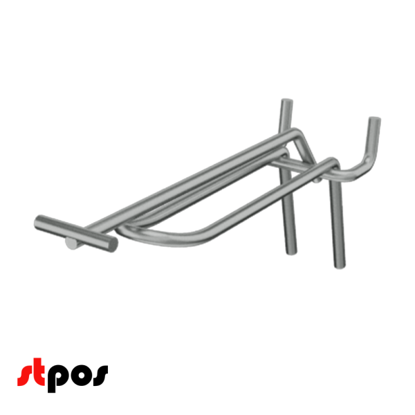 02_Крючок для перфорации двойной с ценникодержателем 150мм, цинк-хром, d4 d4, шаг 45