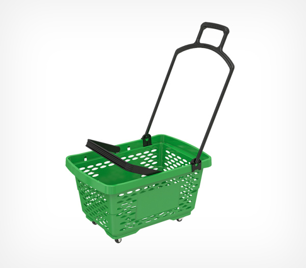 1_Корзина тележка пластиковая 4 колеса 28л DISCO, Зеленый