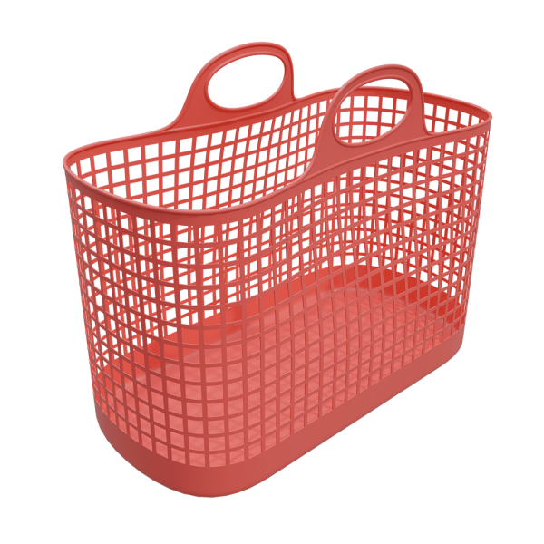 sk_Покупательская сетчатая сумка-корзина Market, пластиковая, 30 литров, 500х240х392мм, Коралловый