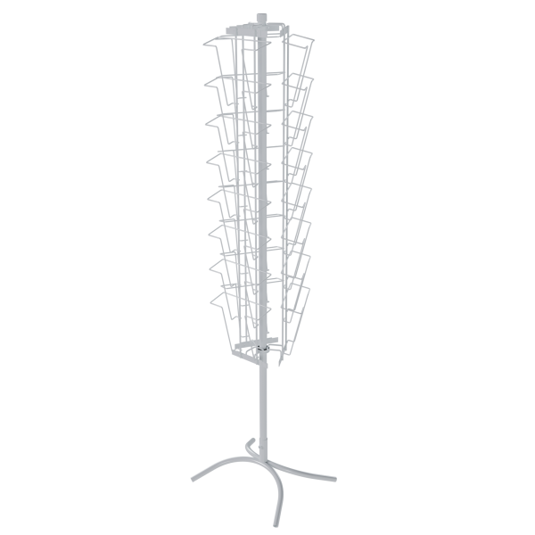 sk_КОМПЛЕКТ Буклетница вращающаяся трехгранная 24 ячейки А4, опора Х-образная, RAL9016, Белый