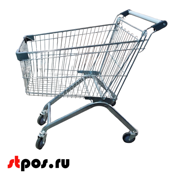 00_Тележка покупательская 100 литров, цинк+лак, без детского сидения (европейский тип), Серый