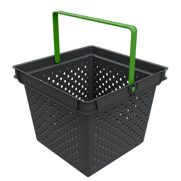 sk_1_Корзина покупательская пластиковая с 1 салатной ручкой, 10 л, QUADRO, Серый