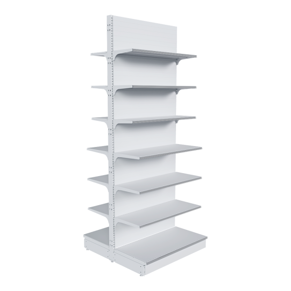 stpos_НАБОР стеллаж 25 70 ГЛУХОЙ островной 2600х1000х500 14 полок, ценникодержатели