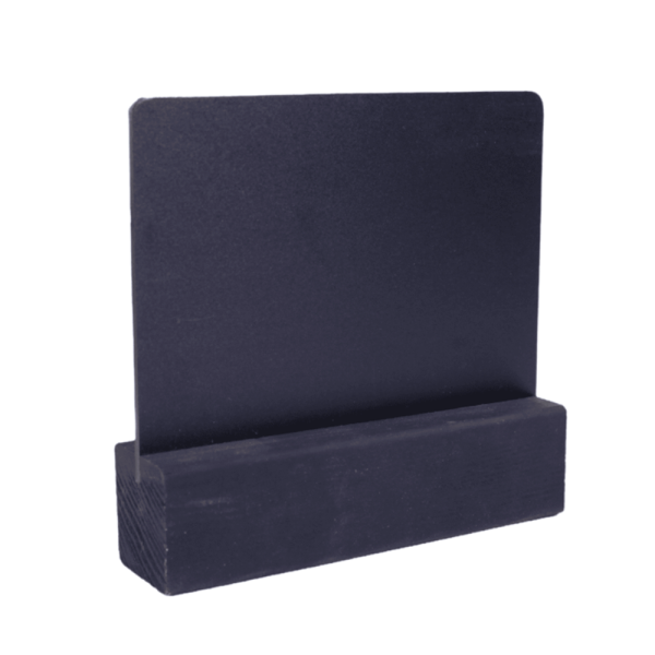 sk_Тейбл-тент горизонтальный, А6, 105х190х40мм, меловой, ПВХ, с деревянным основанием 40х40мм, черным