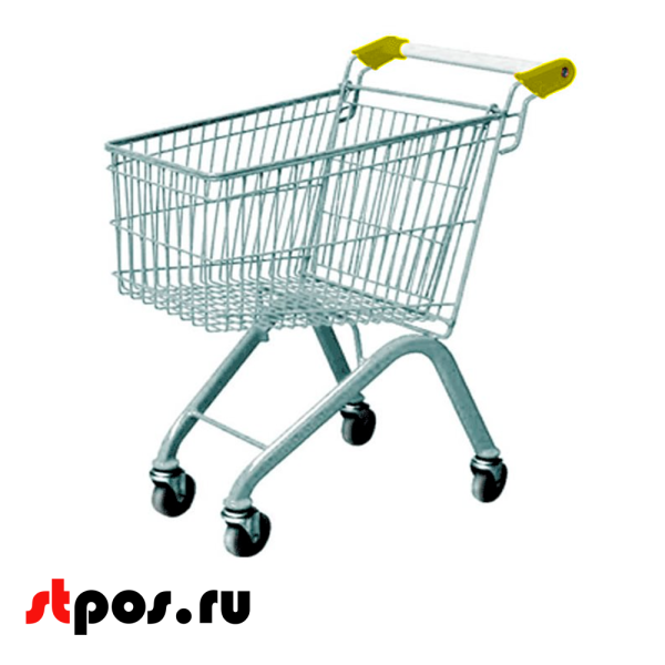 00_Тележка покупательская 100 литров, цинк+лак, без детского сидения (европейский тип), Желтый