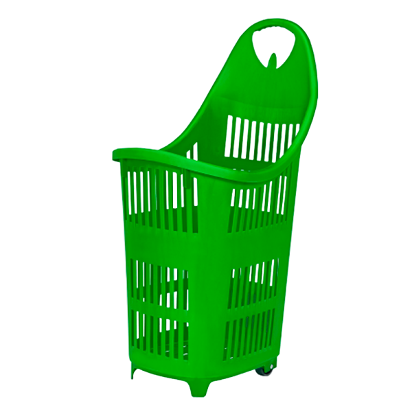sk_Корзина покупательская моноблок BOND 70 л, 4 колеса, Зеленый