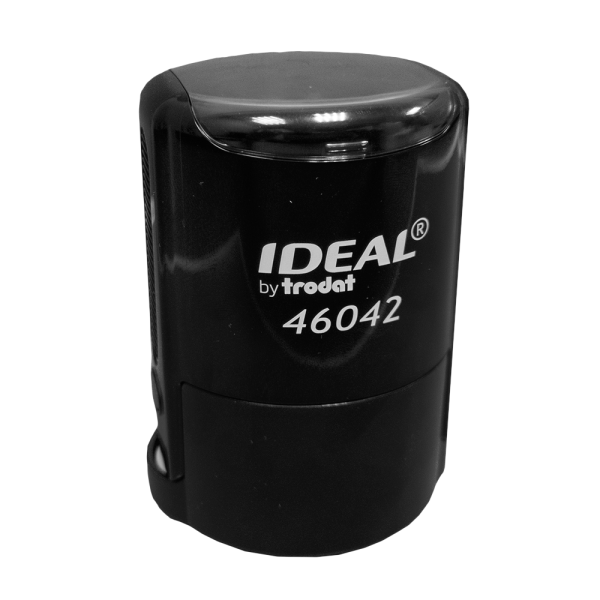00_Оснастка для печатей TRODAT IDEAL 46042, оттиск D42мм, синий, корпус черный, крышка, подушка