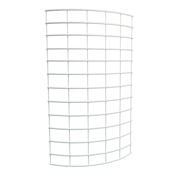 sk_Стенка сетчатая радиусная угла внешнего 90 град. 600мм (Стойка 70х30) (25сер), Глянец, RAL9016 Белый