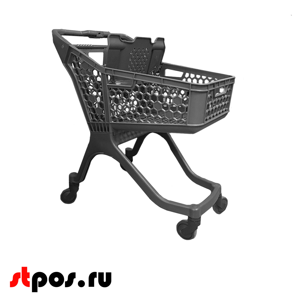 00_Тележка покупательская пластиковая SURF 100S серая, 848х570х996мм, с детским сидением RAL7024 Серый