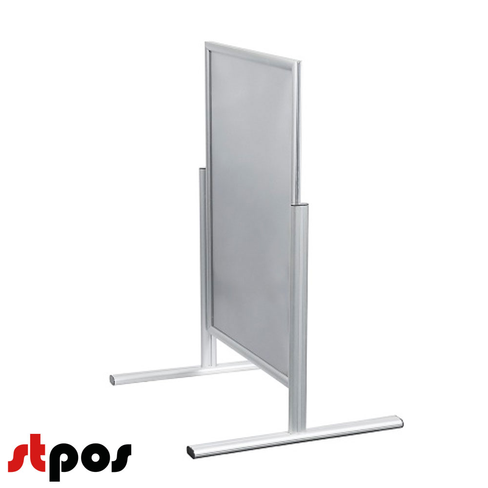 00_Штендер T-образный с двумя рамками А1, угол среза рамки 45°,матовое серебро