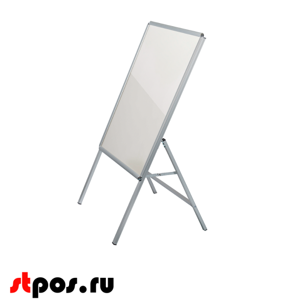 00_Штендер А-образный с одной рамкой А1, глянцевый угол, профиль 25мм, матовое серебро