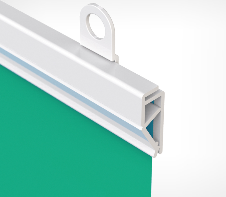 02_Пластиковый защелкивающийся профиль для плакатов CLICKER 3000мм, Белый