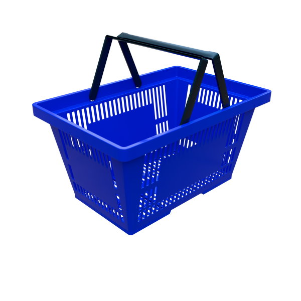 sk_Корзина покупательская пластиковая 27л с двумя пластиковыми ручками, Cиний