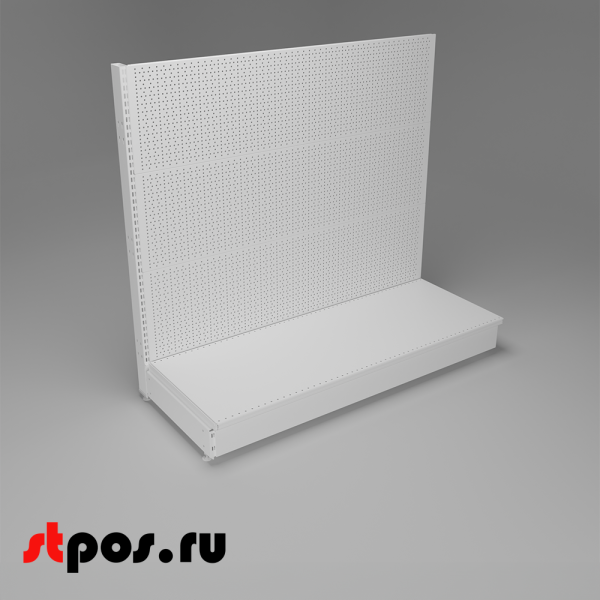 00_НАБОР Стеллаж 25 70 ПЕРФОРИРОВАННЫЙ пристенный1200х1330хо500, 1 полка + плинтус, RAL9016, Белый