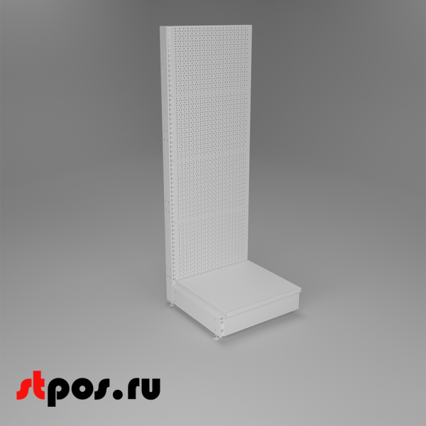 00_НАБОР Стеллаж 25 70 ПЕРФОРИРОВАННЫЙ пристенный1550х500хо500, 1 полка + плинтус, RAL9016, Белый