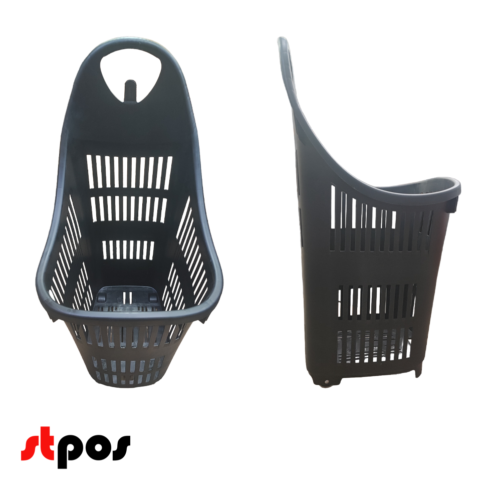 01_Корзина покупательская моноблок BOND 70 л, 4 колеса, Черный