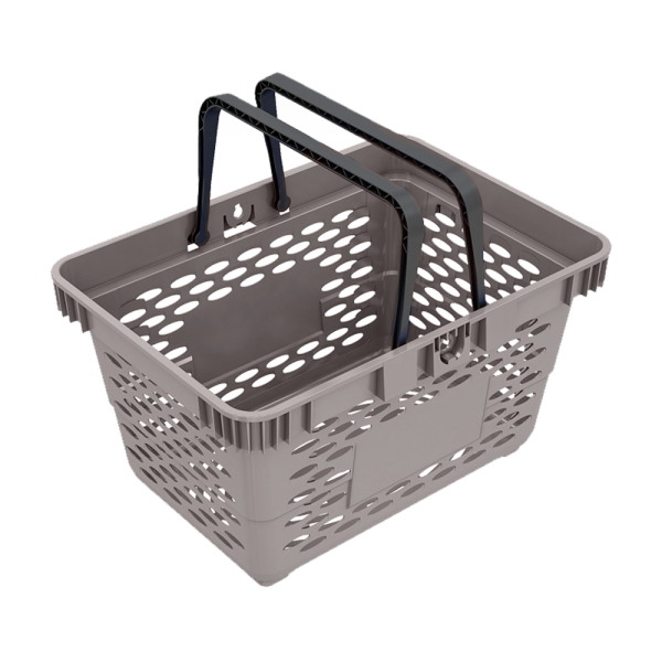sk_Корзина покупательская пластиковая с 2 пластиковыми ручками CLASSIK 20 л, Серый