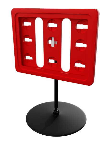 sk_Рамка ТЕХНО А7 красная, черный держатель TECHNO BASE-XL 90мм, ножка 100мм