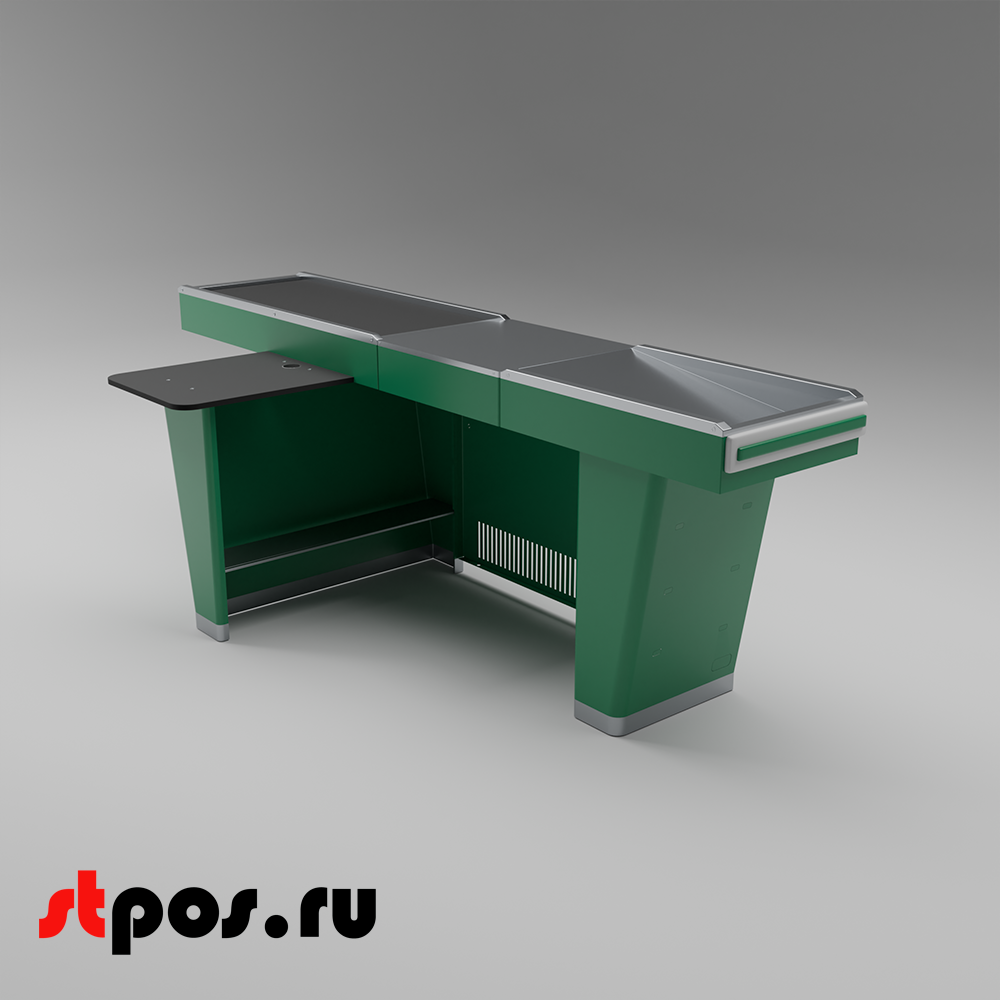 02_Кассовый бокс Stream-L-290-Т120 (тр-р120 см, шлиф. нерж., б_выр, уз_нак.), RAL6029, Зеленый, Левый 02_Кассовый бокс Stream-L-290-Т120 (тр-р120 см, шлиф. нерж., б_выр, уз_нак.), RAL6029, Зеленый, Левый
