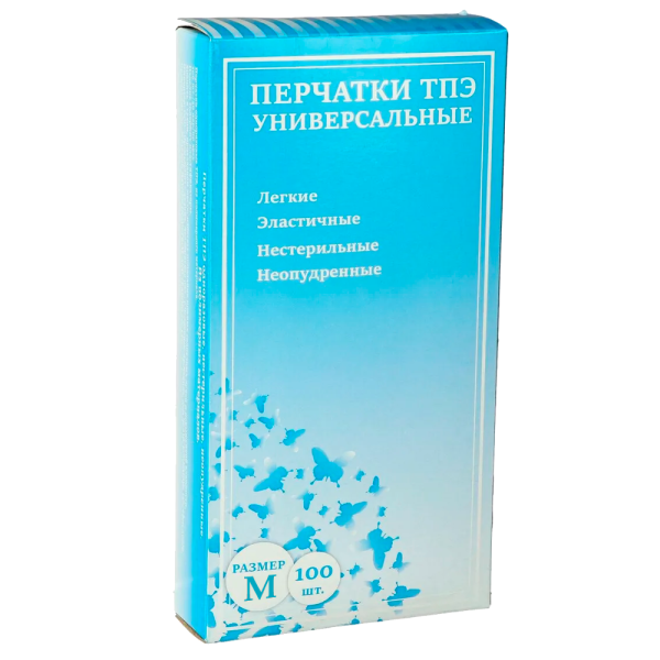 00_Перчатки из термоэластопласта, неопудренные, М, 100 шт.уп., 10 уп.кор.