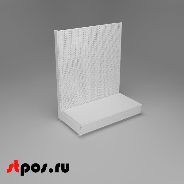 00_НАБОР Стеллаж 25 70 ПЕРФОРИРОВАННЫЙ пристенный1200х1000хо500, 1 полка + плинтус, RAL9016, Белый