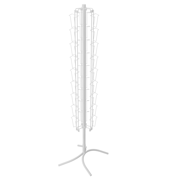 sk_КОМПЛЕКТ Буклетница вращающаяся трехгранная 27 ячеек А6, опора Х-образная, RAL9016, Белый