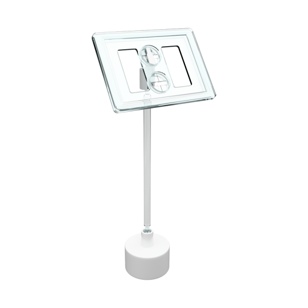 sk_Рамка ТЕХНО А8 прозрачная, белый держатель TECHNO BOTTLE CAP 28 мм, ножка 100мм