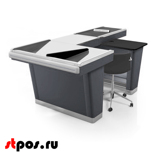 00_Кассовый бокс Stream-XL-200 v3.0 (шлиф.нерж., вырезы ДЯ FT, шир.нак.),Шагрень,RAL7024,Серый,Правый