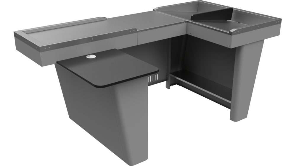 stpos2_Кассовый бокс Stream-XL-200 v2.0 (шлиф. нерж., без вырезов, широкий накоп) RAL9022, Серый, Левый