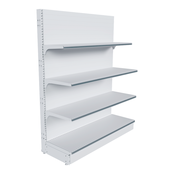 stpos_НАБОР стеллаж 25 70 ГЛУХОЙ пристенный 1550х1250х400 4 полки, ценникодержатели