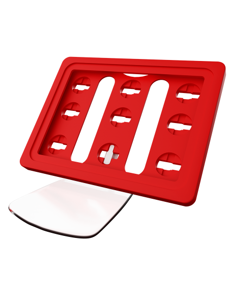 sk_Рамка ТЕХНО А7 красная, прозрачный держатель TECHNO FOT 75 мм