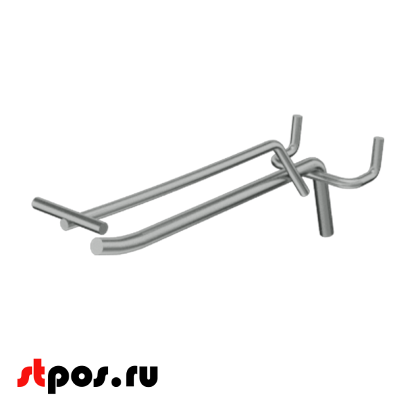 02_Крючок для перфорации одинарный с ценникодержателем 150мм, цинк-хром, d6, шаг 45, УСИЛЕННЫЙ