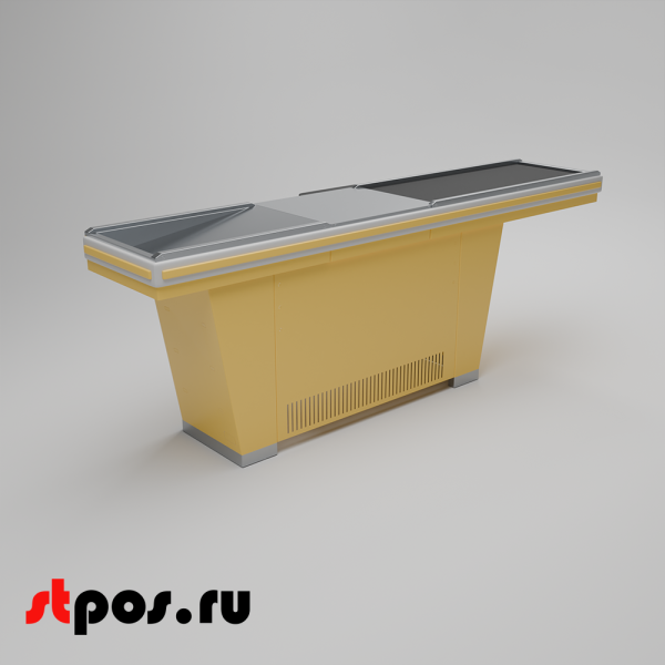 00_Кассовый бокс Stream-L-290-Т120 (тр-р120 см, шлиф. нерж., б_выр, уз_нак.), RAL1018, Желтый, Левый
