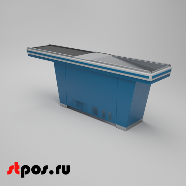 00_Кассовый бокс Stream-L-260S-Т150 (тр-р 150см,ш_нерж.,б_выр_,уз_нак.), RAL5005, Синий, Правый 00_Кассовый бокс Stream-L-260S-Т150 (тр-р 150см,ш_нерж.,б_выр_,уз_нак.), RAL5005, Синий, Правый