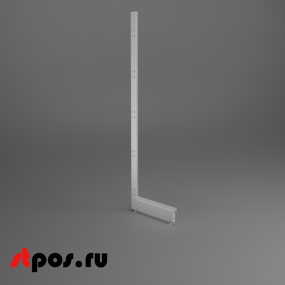 00_НАБОР Завершающая стойка 25 70 высота 1200 с базой 500 для стеллажа Нордика, RAL9016, Белый