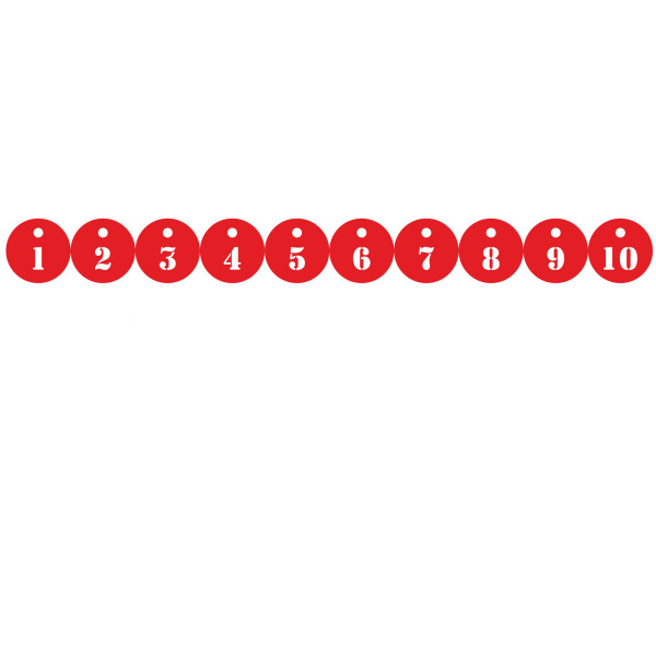 1_Комплект брелоков для ключей d-100 мм, акрил 3мм (трафарет) номера с 1-10