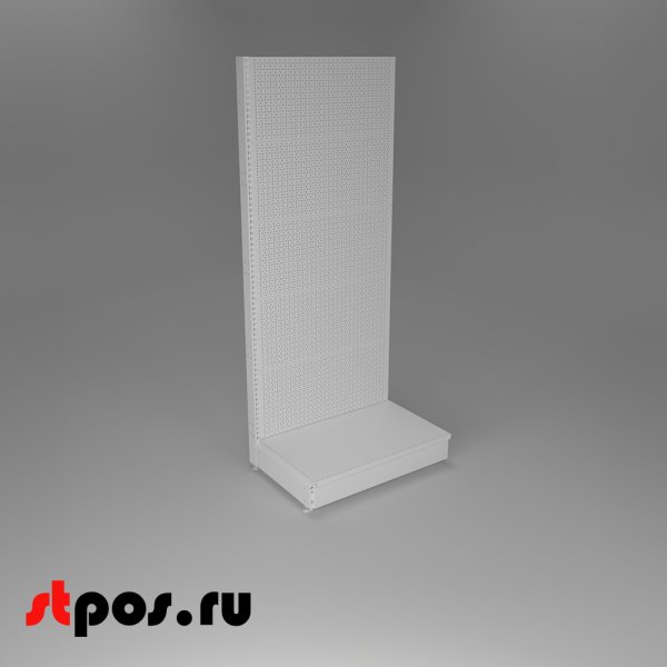 00_НАБОР Стеллаж 25 70 ПЕРФОРИРОВАННЫЙ пристенный1900х800хо500, 1 полка + плинтус, RAL9016, Белый