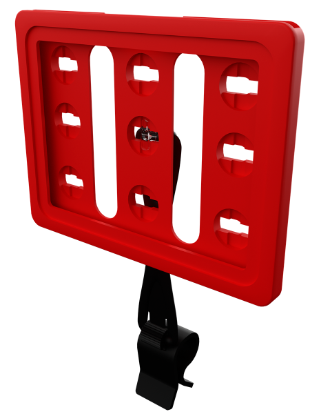 sk_Рамка ТЕХНО А7 красная, черный держатель TECHNO CL-UNBO 90мм