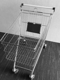 01 Тележка покупательская INT 100 литров, цинк+лак с детским сиденьем (европейский тип), Тёмно-серый