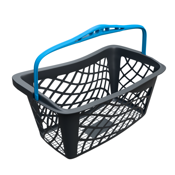 sk_Корзинка покупательская GT26eco 26л,RAL9005 Чёрный с ручкой голубого цвета 