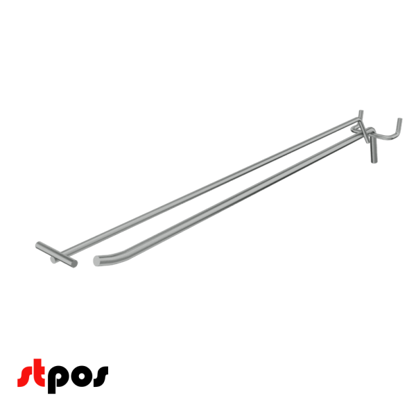 02_Крючок для перфорации одинарный с ценникодержателем 400мм, цинк-хром, d8d4, шаг 45, УСИЛЕННЫЙ