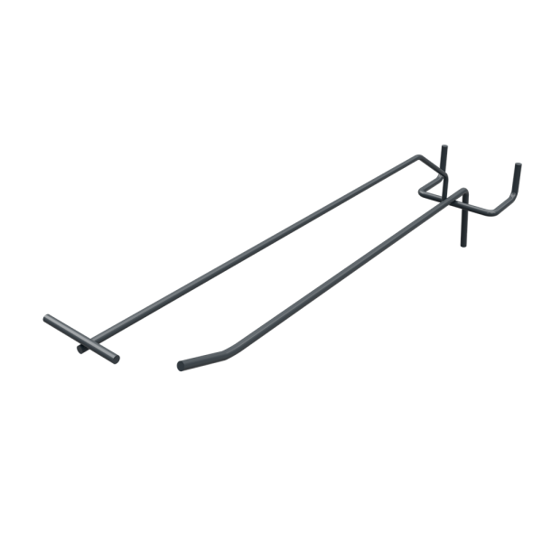 sk_Крючок для перфорации одинарный с ценникодержателем 250 мм, d5 мм, шаг 50мм, Глянец, RAL7016 Серый