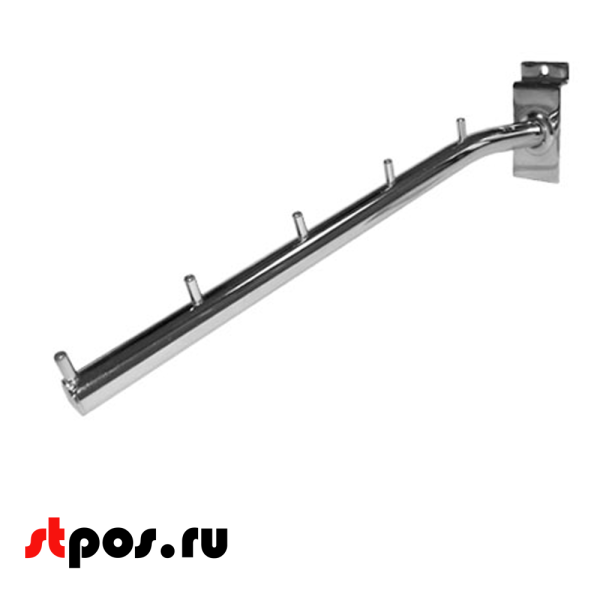 00_Кронштейн для экономпанели наклонный прямой 350мм, 5 штырей, B-520 K12 D=19, хром