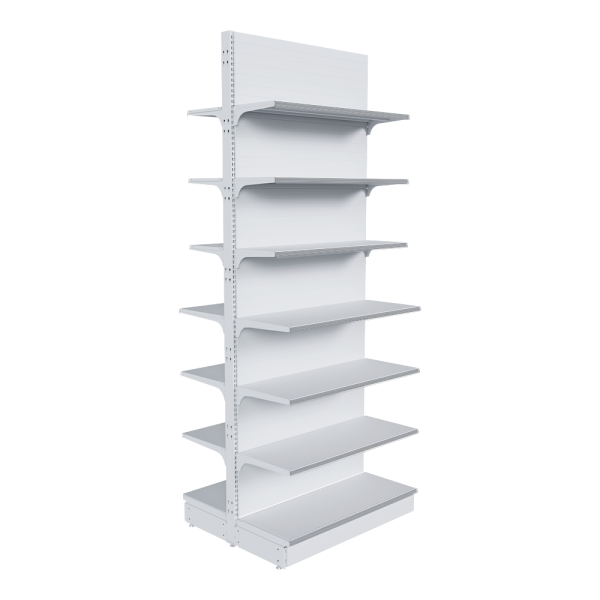 stpos_НАБОР стеллаж 25 70 ГЛУХОЙ островной 2600х1000х400 14 полок, ценникодержатели