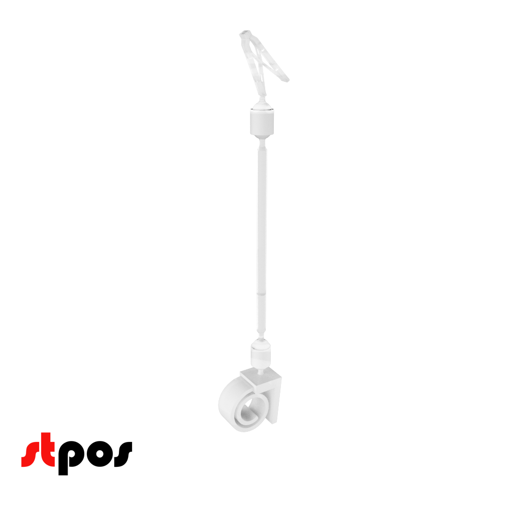 00_Ценникодержатель-улитка с малой прищепкой на край посуды, ножка 100 мм, Белый